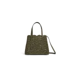 Alaia Mina 25 Bag in Perforated Vienne Nubuck, Khaki | Shoulder & Crossbody Bags | Coveti