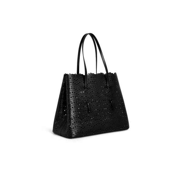 Alaia Mina 37 Bag in Perforated Vienne Calfskin, Black | Shoulder & Crossbody Bags | Coveti