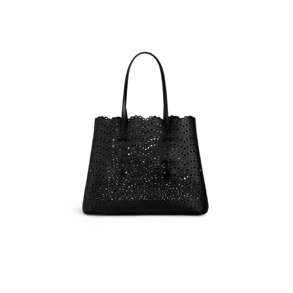 Alaia Mina 37 Bag in Perforated Vienne Calfskin, Black | Shoulder & Crossbody Bags | Coveti