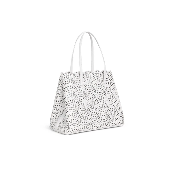 Alaia Mina 37 Bag in Perforated Vienne Calfskin, Off-white | Shoulder & Crossbody Bags | Coveti