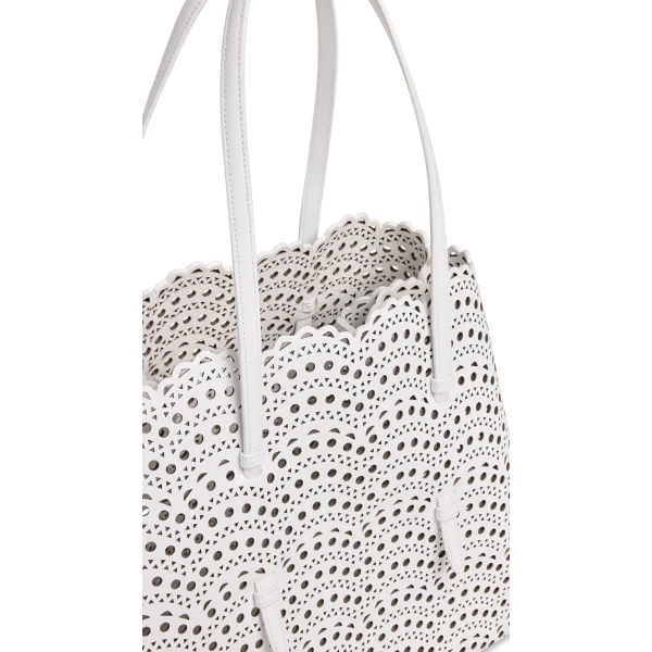 Alaia Mina 37 Bag in Perforated Vienne Calfskin, Off-white | Shoulder & Crossbody Bags | Coveti