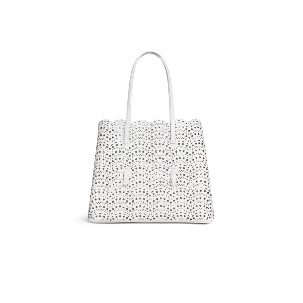 Alaia Mina 37 Bag in Perforated Vienne Calfskin, Off-white | Shoulder & Crossbody Bags | Coveti
