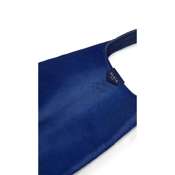 Alaia Mini Hobo Bag in Haircalf, Blue | Mini Bags | Coveti