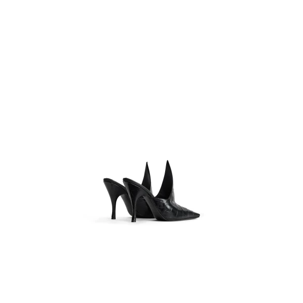 Alaia Mules in Crocodile Embossed Calfskin, Black | Mules | Coveti