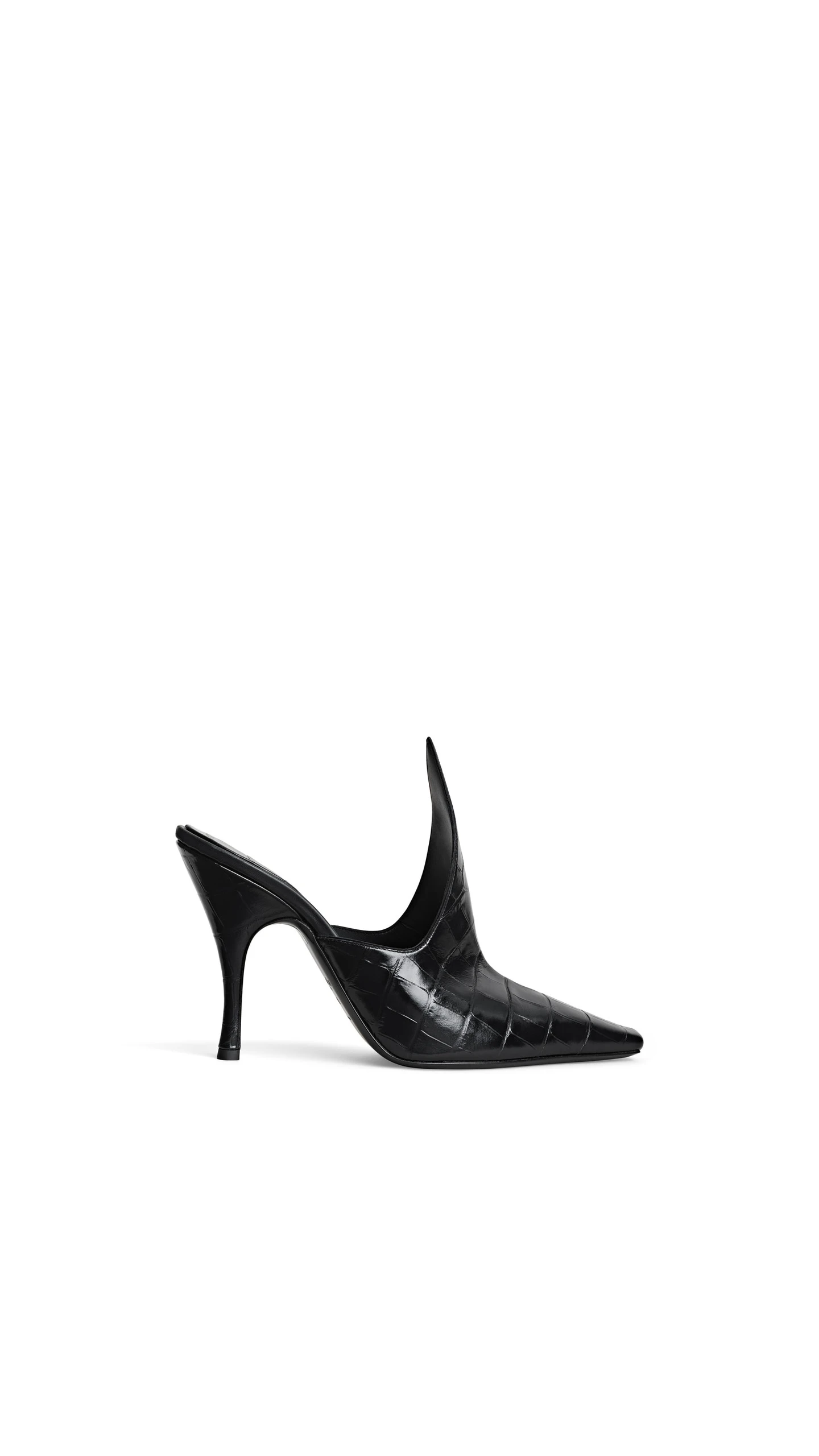 Alaia Mules in Crocodile Embossed Calfskin, Black Alaia Mules in Crocodile Embossed Calfskin, Black | Mules | Coveti