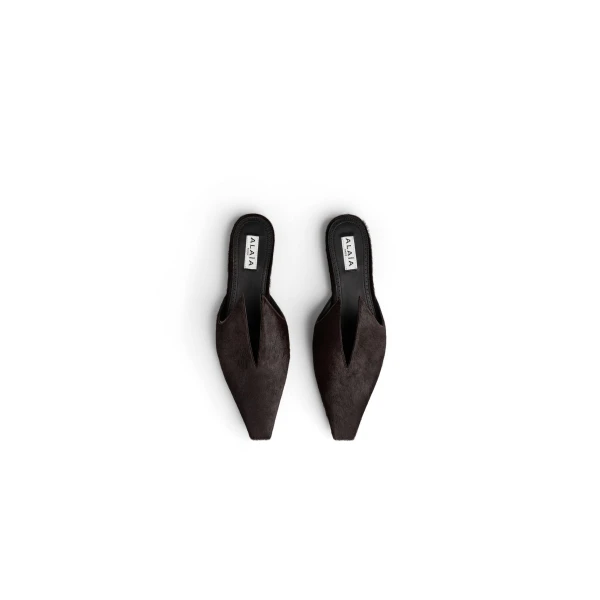 Alaia Mules in Haircalf, Chocolate | Mules | Coveti