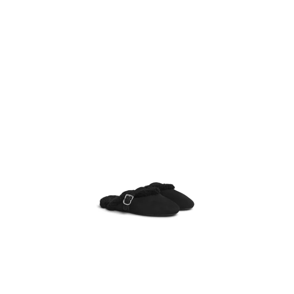 Alaia Mules in Merino Shearling, Black | Mules | Coveti