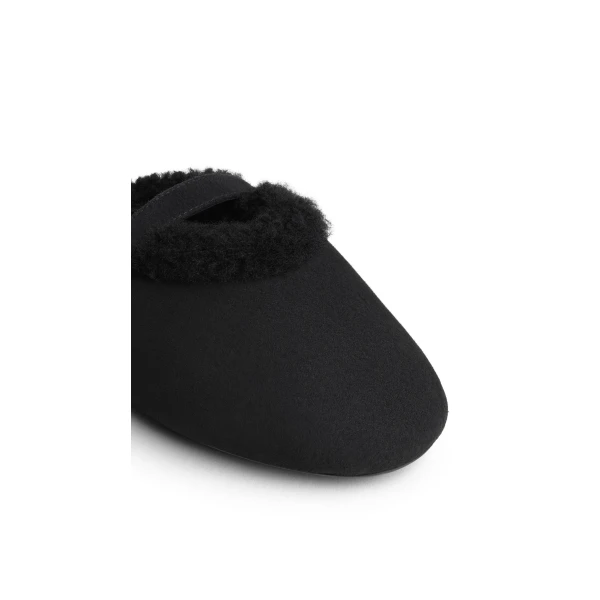 Alaia Mules in Merino Shearling, Black | Mules | Coveti