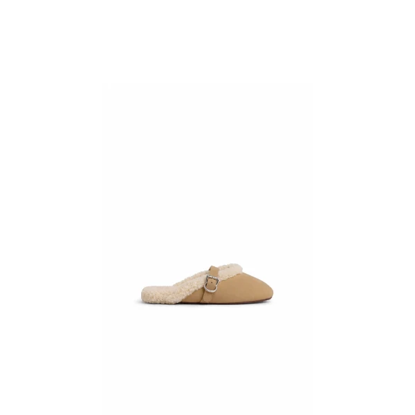 Alaia Mules in Merino Shearling, Camel | Mules | Coveti