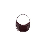 Alaia One Piece Demi Lune Bag in Fishnet and Suede, Garnet Red | Shoulder & Crossbody Bags | Coveti