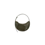Alaia One Piece Demi Lune Bag in Fishnet and Suede, Khaki | Shoulder & Crossbody Bags | Coveti