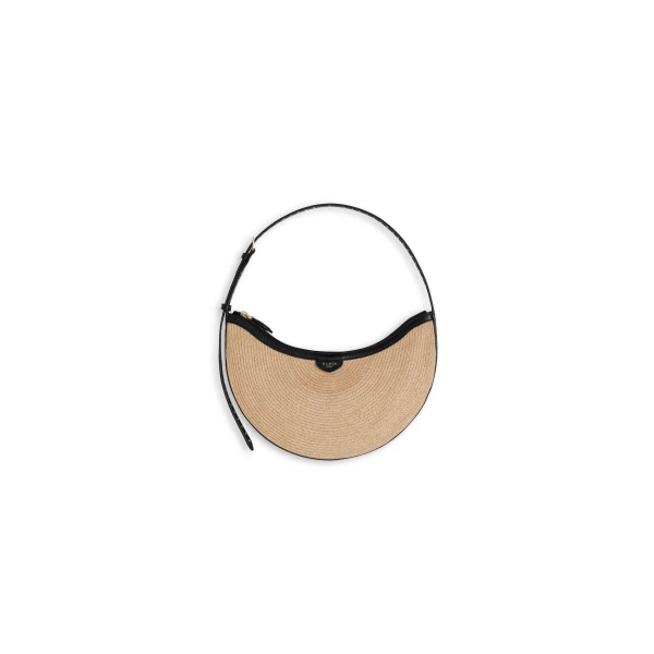 Alaia One Piece Demi Lune Bag in Paper Straw, Natural | Shoulder & Crossbody Bags | Coveti