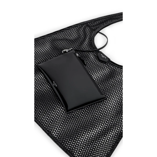 Alaia One Piece Hobo Bag in Fishnet, Black | Shoulder & Crossbody Bags | Coveti
