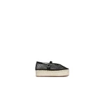 Alaia Platform Espadrilles in Fishnet and Patent Leather, Black | Espadrilles | Coveti