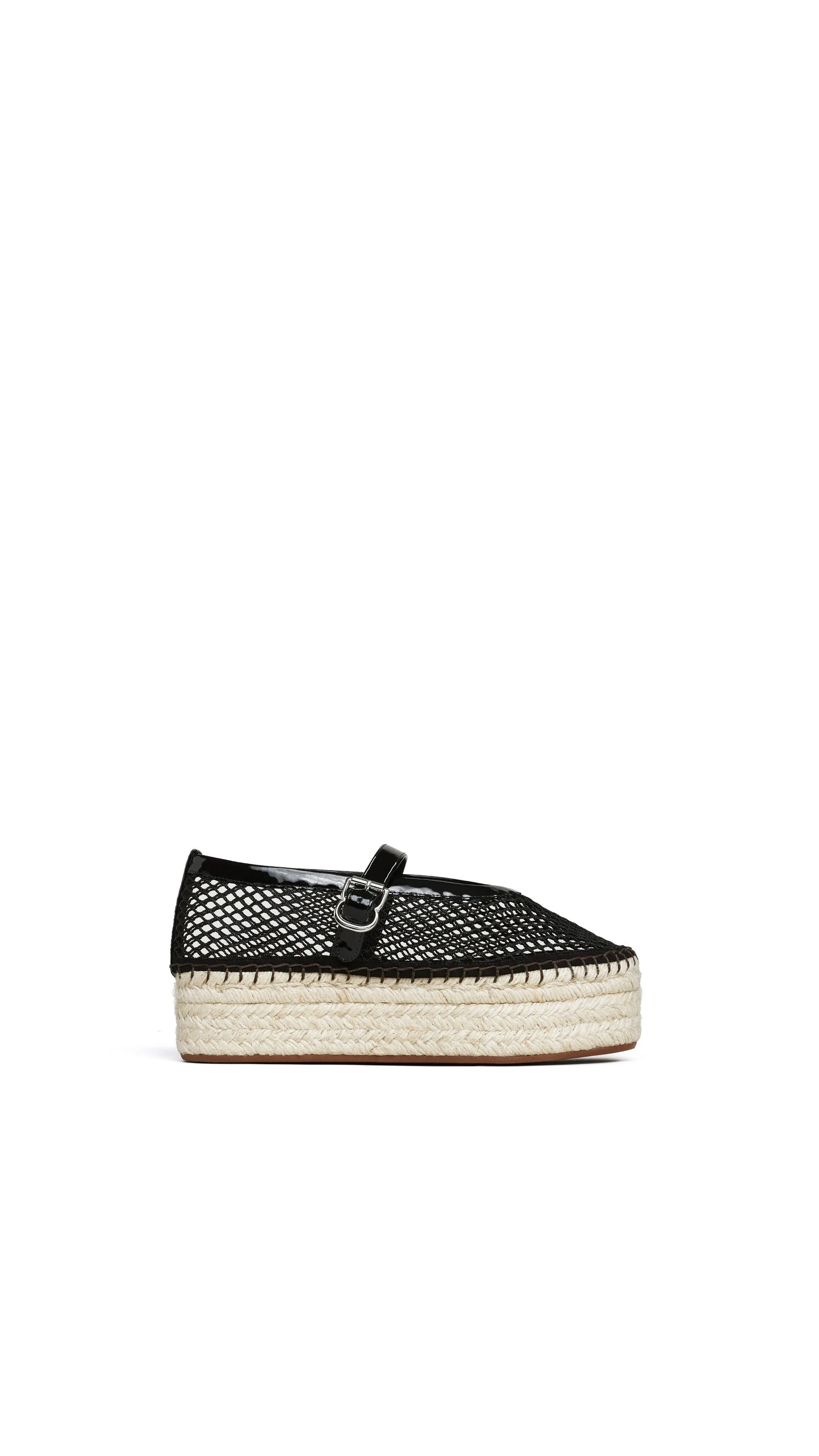 Alaia Platform Espadrilles in Fishnet and Patent Leather, Black Alaia Platform Espadrilles in Fishnet and Patent Leather, Black | Espadrilles | Coveti