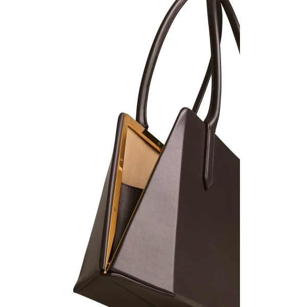 Alaia Prisme Bag in Calfskin, Smoke Brown | Shoulder & Crossbody Bags | Coveti