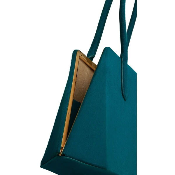 Alaia Prisme Bag in Suede, China Blue | Shoulder & Crossbody Bags | Coveti
