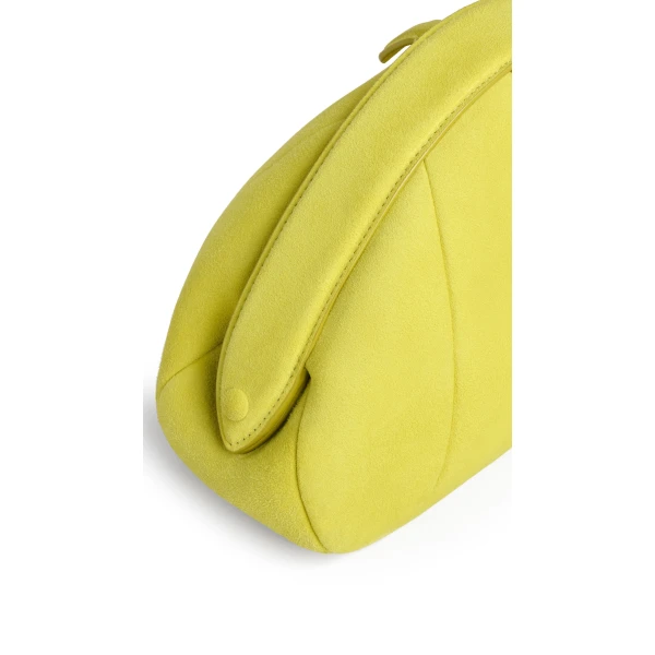 Alaia Purse Small Clutch in Suede, Lemon Yellow | Clutch Bags | Coveti
