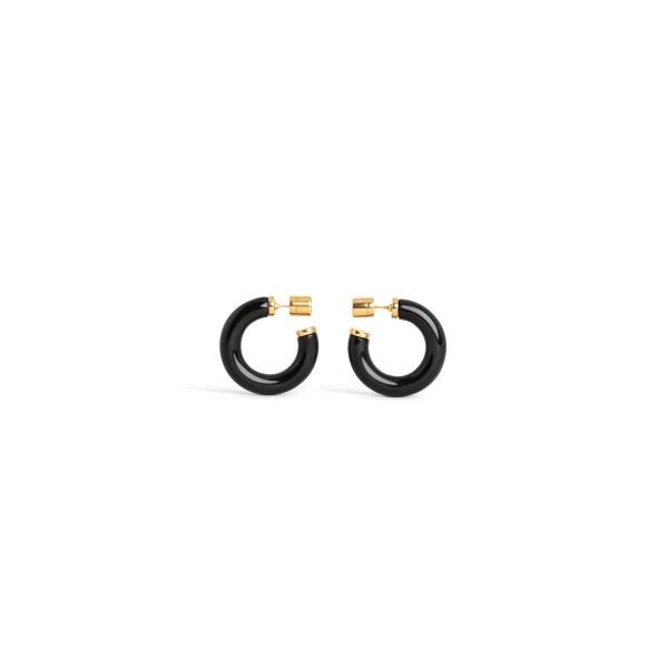 Alaia Ray Hoops in Gold and Black | Earrings | Coveti