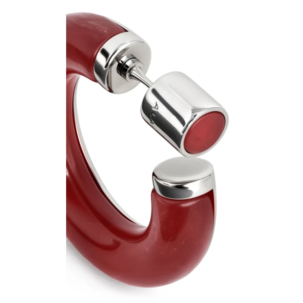 Alaia Ray Hoops in Red and Silver | Earrings | Coveti