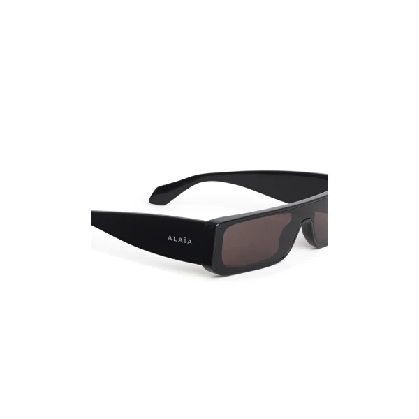 Alaia Rectangular Mask Sunglasses in Black, Sleek Frame | Sunglasses | Coveti