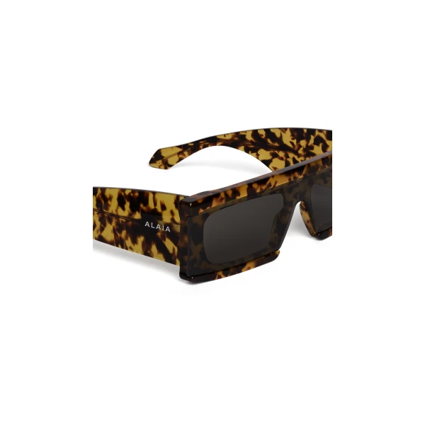 Alaia Rectangular Mask Sunglasses in Havana Yellow | Sunglasses | Coveti