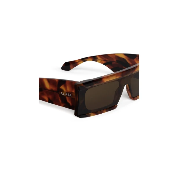Alaia Rectangular Mask Sunglasses in Havana and Brown | Sunglasses | Coveti