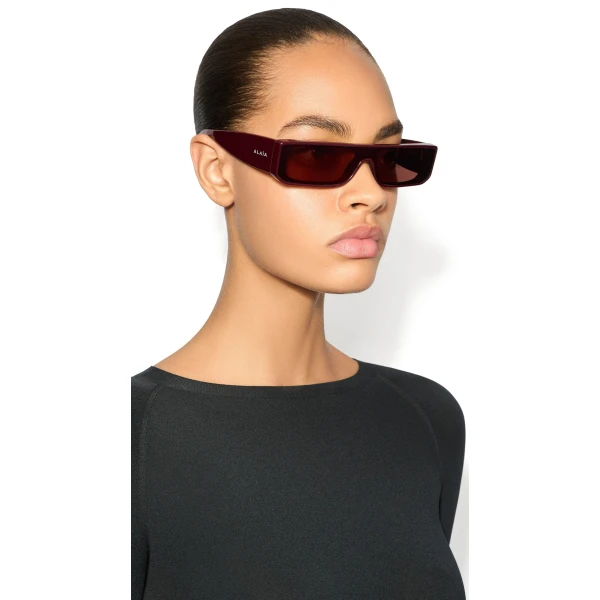 Alaia Rectangular Mask Sunglasses in Red, Sleek Frame | Sunglasses | Coveti