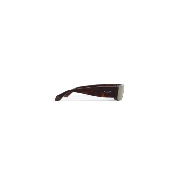Alaia Rectangular Mask Sunglasses in Tan and Grey, Sleek Frame | Sunglasses | Coveti