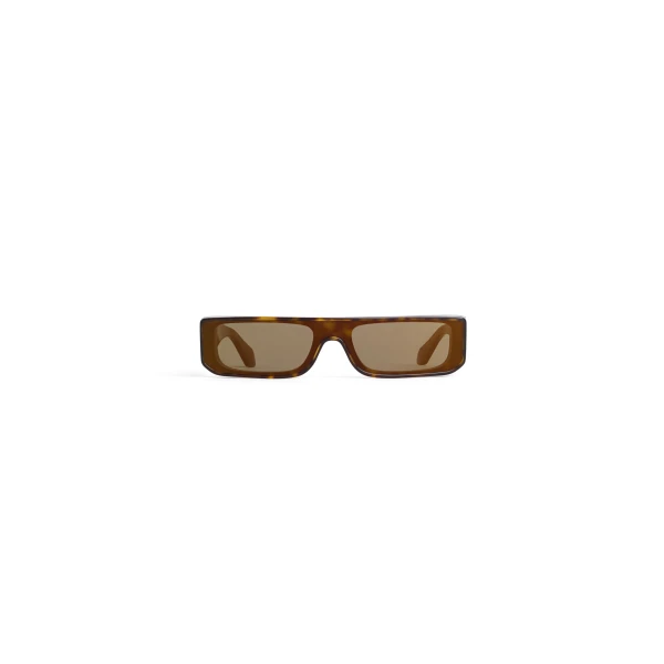 Rectangular Mask Sunglasses in Tan and Grey, Sleek Frame