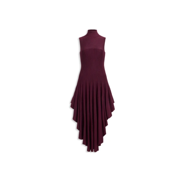 Sculpting Pointed Dress in Burgundy