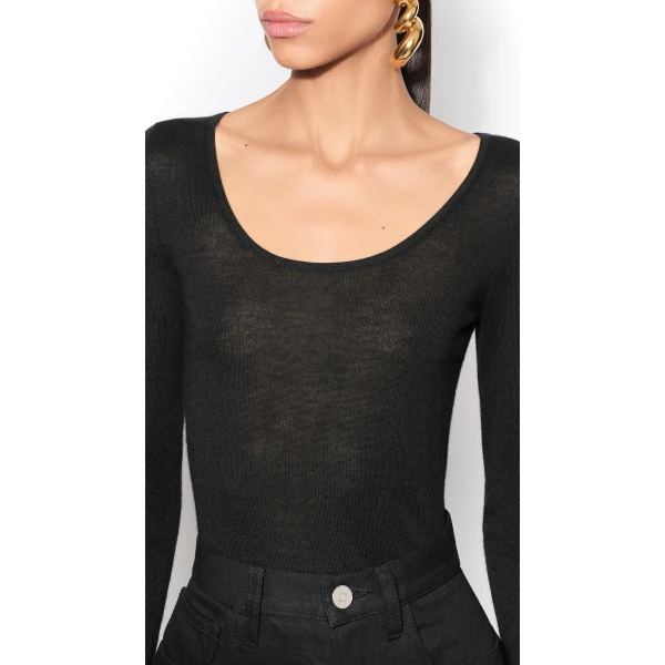 Alaia Second-Skin Cashmere Bodysuit in Black | Bodysuit | Coveti
