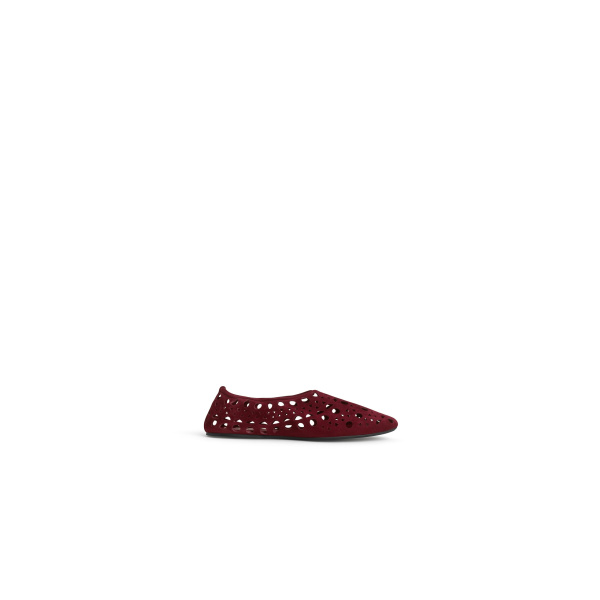 Alaia Slippers Vienne in Suede Calfskin, Cherry | Flats | Coveti