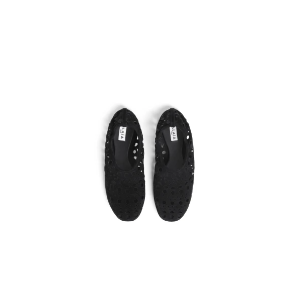 Alaia Slippers Vienne in Velvet Calfskin, Black | Flats | Coveti