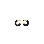 Alaia Small Bobine Hoops in Navy and Gold | Earrings | Coveti