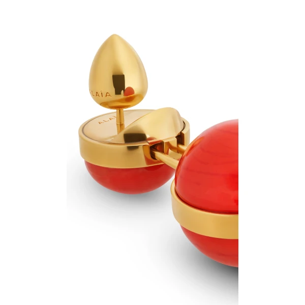 Alaia Sphere Small Pendant Earrings in Orange | Earrings | Coveti
