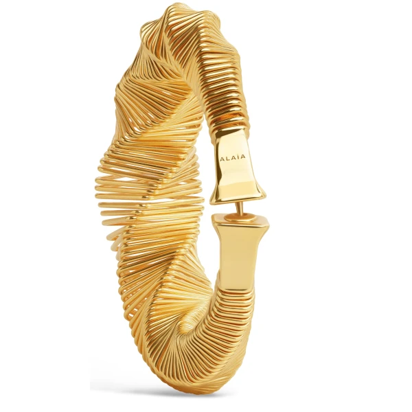 Alaia Spiral Square Hoops in Gold | Earrings | Coveti