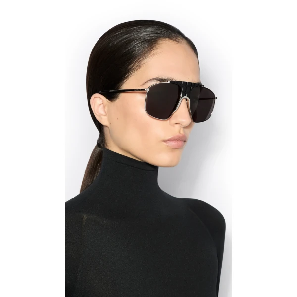 Alaia Square Aviator Sunglasses in Silver and Grey | Sunglasses | Coveti