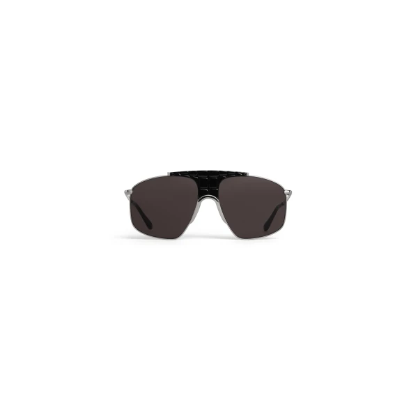 Square Aviator Sunglasses in Silver and Grey