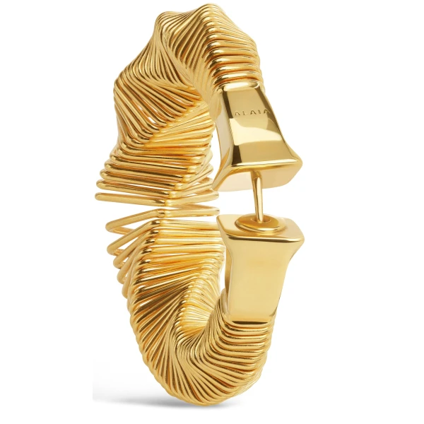 Alaia Square Spiral Small Hoops in Gold | Earrings | Coveti