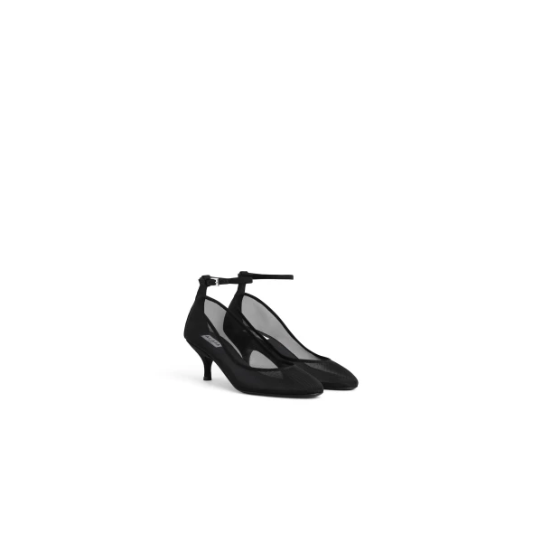 Alaia Strappy Pumps in Mesh, Black, 60 mm | Heels | Coveti
