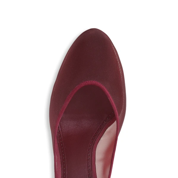 Alaia Strappy Pumps in Mesh, Bordeaux, 100 mm | Heels | Coveti