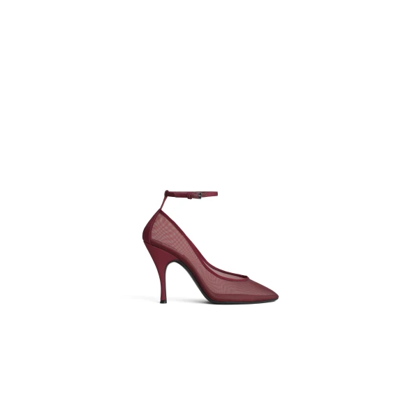 Strappy Pumps in Mesh, Bordeaux, 100 mm