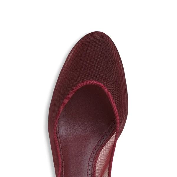 Alaia Strappy Pumps in Mesh, Bordeaux, 60 mm | Heels | Coveti