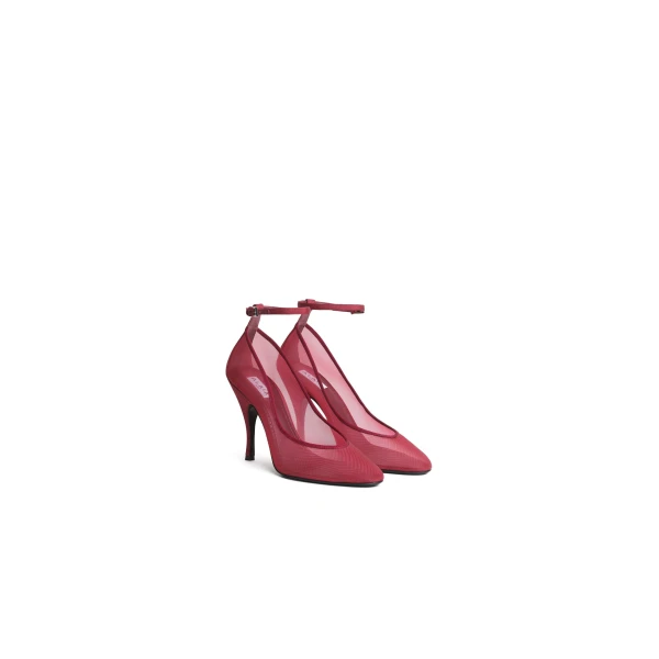 Alaia Strappy Pumps in Mesh, Coral | Heels | Coveti