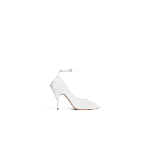 Strappy Pumps in Mesh, Optical White