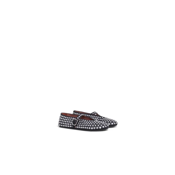Alaia Strass Lambskin Ballet Flats in Black | Flats | Coveti