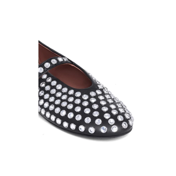 Alaia Strass Lambskin Ballet Flats in Black | Flats | Coveti