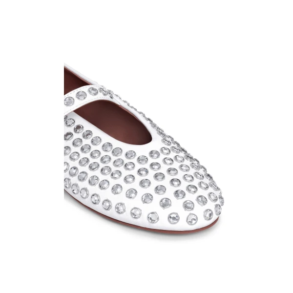 Alaia Strass Lambskin Ballet Flats in Off-white | Flats | Coveti