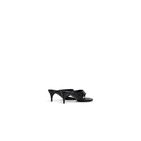 Alaia Thong Mules in Crocodile Embossed Calfskin, Black, 55 mm | Mules | Coveti